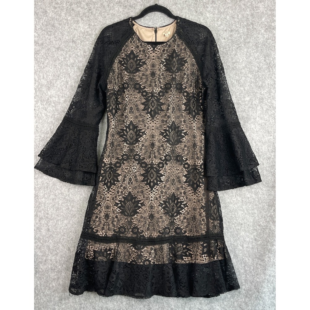Reba Lace Dress Womens 12 Black Bell Sleeve Romantic Whimsigoth Fairygoth Boho